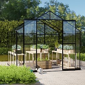 Serra da giardino ProGlass Classic Compact 7,7 m² con base, vetro temperato 4 mm, alluminio