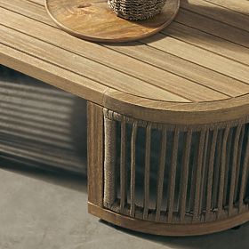 Set angolare da giardino con tavolino Vetralla, intreccio, legno di acacia FSC, aspetto teak, beige 