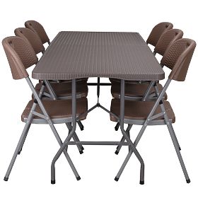Set catering RATTAN tavolo 180 cm + 6 sedie