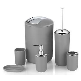 Set da bagno FLORES 6 pezzi grigio