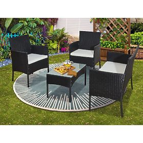 Set da balcone in rattan sintetico (Divano + 2 x poltrona + tavolino) COMODO nero
