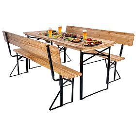 Set da giardino in acciaio e legno PORTER tavolo 170 cm + 2 panche