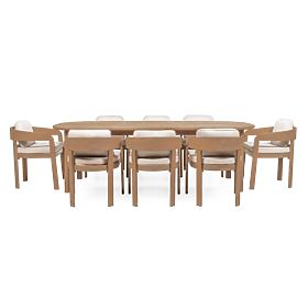 Set da giardino Satori II, tavolo 240 cm + 8 sedie, legno di acacia FSC, aspetto teak, beige, arroto