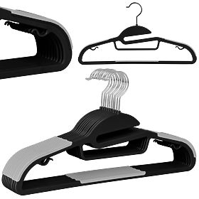 Set di 10 appendiabiti Flexi nero-grigio