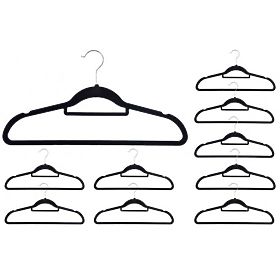Set di 10 appendiabiti in velluto Maxi - nero