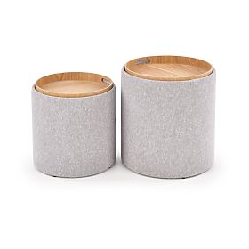 Set di 2 pouf AVIKO, grigio chiaro, Halmar