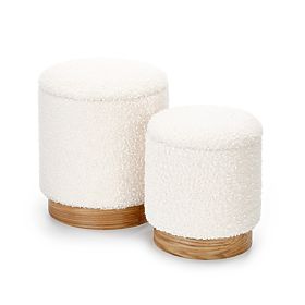 Set di 2 pouf CANCUN, crema / naturale (1p=1set), Halmar