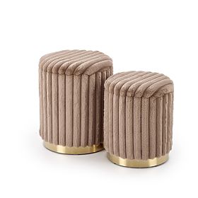 Set di 2 pouf FIDO, cappuccino / oro (1p=1kpl)