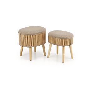 Set TICO di 2 pouf con spazio di archiviazione, beige