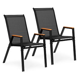 Set di 2 sedie da giardino completo per terrazza balcone nere MultiGarden, MultiGarden