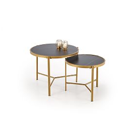 Set di 2 tavolini FATIMA, marmo nero / oro (1p=1pz), Halmar