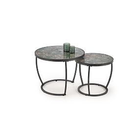 Set di 2 tavolini INES, marmo verde / nero (1p=1set), Halmar