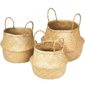 Set di 3 cesti naturali BOHO