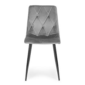 Set di 4 sedie imbottite in velluto per sala da pranzo e soggiorno - grigie, MODERNHOME