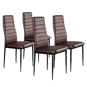 Set di 4 sedie in ecopelle con schienale alto - marroni, MODERNHOME