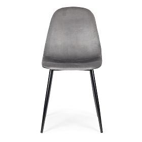 Set di 4 sedie in velluto per sala da pranzo e soggiorno - grigie