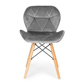 Set di 4 sedie in velluto per sala da pranzo e soggiorno - grigie, MODERNHOME