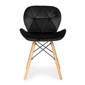 Set di 4 sedie in velluto per sala da pranzo e soggiorno - nere, MODERNHOME