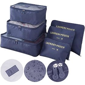 Set di 6 organizer da viaggio GAVIN blu scuro, Gadeo