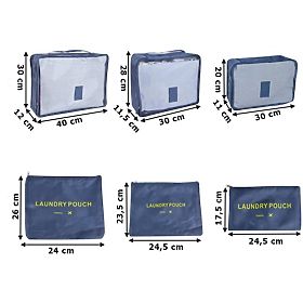 Set di 6 organizer da viaggio GAVIN blu scuro, Gadeo