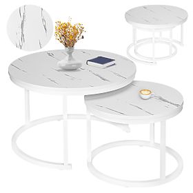 Set di due tavolini Galen Bianco Marmo Bianco, Halmar