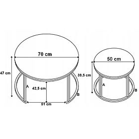 Set di due tavolini Galen Bianco Marmo Bianco, Halmar