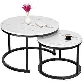 Set di due tavolini Galen Marmo Bianco