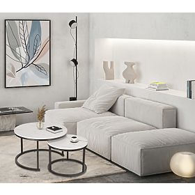 Set di due tavolini Galen Marmo Bianco