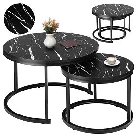 Set di due tavolini loft Galen Marmo Nero
