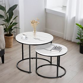 Set di due tavolini loft Galen Small Marmo Bianco
