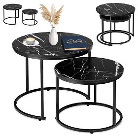 Set di due tavolini loft Galen Small Marmo Nero, Halmar