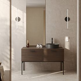 Set di mobile con lavabo La Purete 120 cm, scanalato, noce/nero