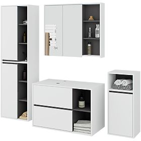 SET DI MOBILI DA BAGNO SOSPESI CON FORI VAMI BIANCO / GRIGIO GRAFITE