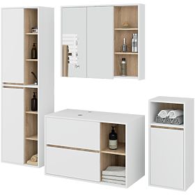 SET DI MOBILI DA BAGNO SOSPESI CON FORI VAMI BIANCO / ROVERE SONOMA