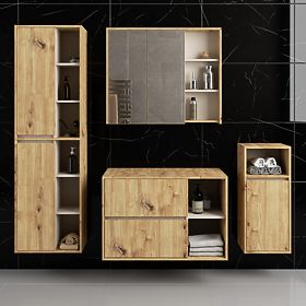 SET DI MOBILI DA BAGNO SOSPESI CON FORI VAMI ROVERE ARTISAN / CASHMERE