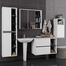 SET DI MOBILI DA BAGNO SOSPESI VAMI BIANCO / GRIGIO GRAFITE