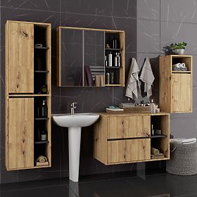 SET DI MOBILI DA BAGNO SOSPESI VAMI ROVERE ARTIGIANALE / GRIGIO GRAFITE