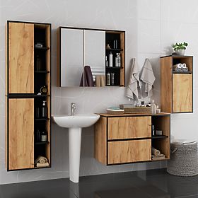 SET DI MOBILI DA BAGNO SOSPESI VAMI ROVERE CRAFT / NERO