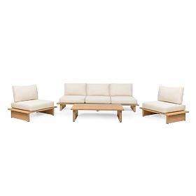 Set di mobili da giardino Conny in alluminio, beige chiaro, effetto legno
