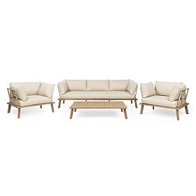 Set di mobili da giardino Penne in legno di eucalipto FSC, alluminio, beige