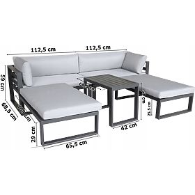 Set di mobili da giardino SANTO alluminio grigio