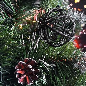 SET DI PALLINE DI NATALE NERE 6 PEZZI KL-21X25, Tutumi