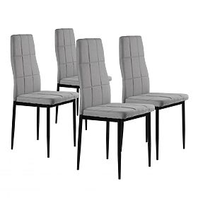 Set di sedie imbottite per sala da pranzo e soggiorno 4 pezzi grigie, MODERNHOME