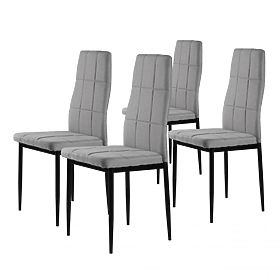 Set di sedie imbottite per sala da pranzo e soggiorno 4 pezzi grigie, MODERNHOME