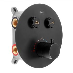 Set doccia ad incasso con termostato LUNGO Nero + BOX, Rea