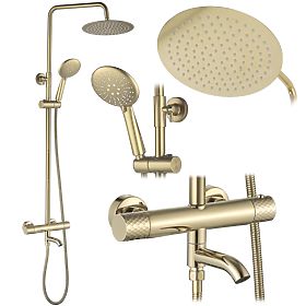 Set doccia con termostato Rea Lungo Diamond Oro