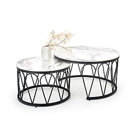 Set FORMOSA di 2 panche, marmo bianco / nero (2p=1pz), Halmar