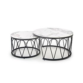 Set FORMOSA di 2 panche, marmo bianco / nero (2p=1pz), Halmar