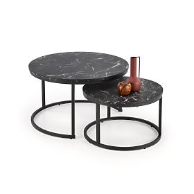 Set JAVA di 2 panche, marmo nero / nero (1p=1pz), Halmar