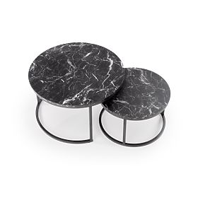 Set JAVA di 2 panche, marmo nero / nero (1p=1pz), Halmar